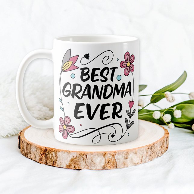Meilleure grand-mère Jamais florale de café Mug (Créateur téléchargé)