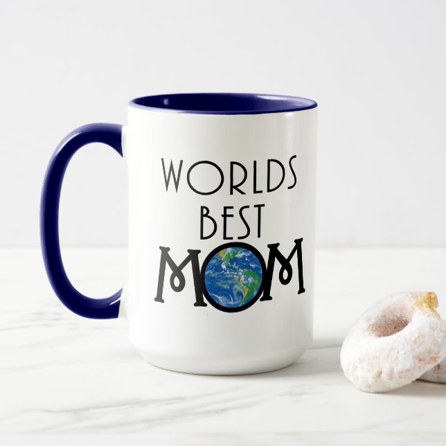 Meilleure maman 15oz Mug à café à deux tons (Avec donut)