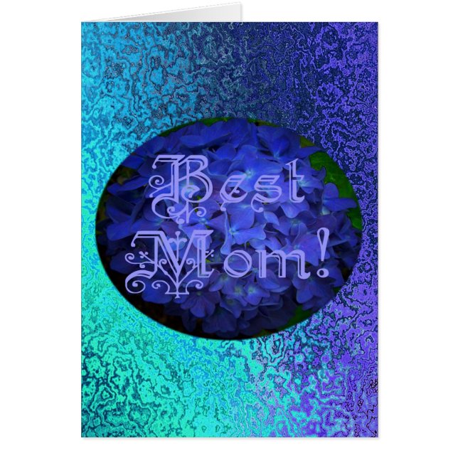 Meilleure maman avec Arrière - plan de fleurs bleu (Devant)