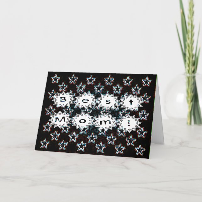 Meilleure maman avec Neon Stars Carte de voeux (Devant)