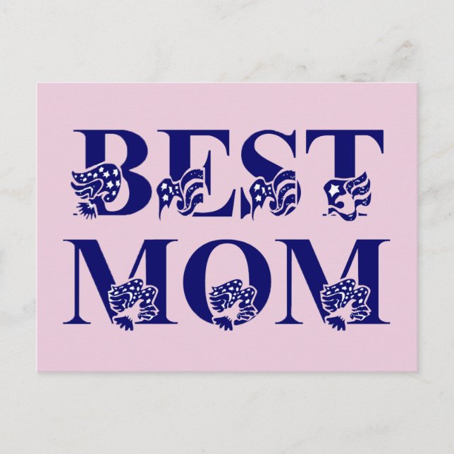 Meilleure Maman Carte Postale avec Texte Drapeau U (Devant)