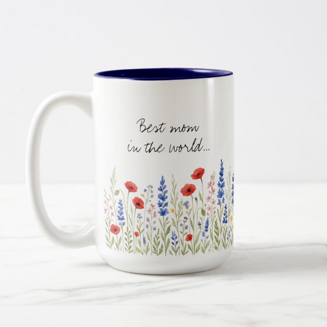 Meilleure maman dans le monde Mug avec Fleur sauva (Gauche)