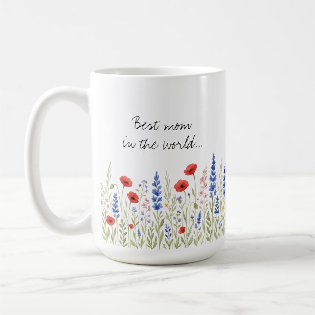 Meilleure maman dans le monde Mug avec Fleur sauva (Gauche)