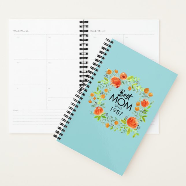 Meilleure maman depuis aquarelle Floral Planner (Devant avec enveloppe)