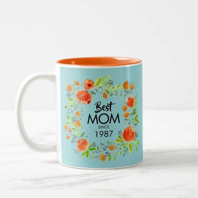 Meilleure maman depuis l'aquarelle Floral Café Mug (Gauche)