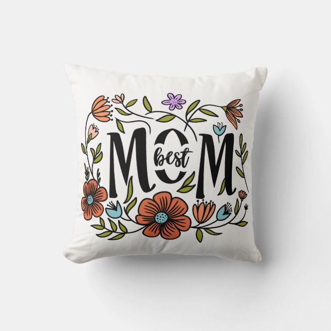 Meilleure maman Floral Coussin (Recto)