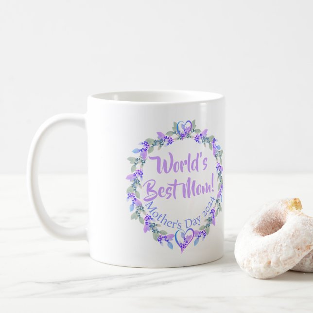 Meilleure maman florale Mug cadeau du monde (Avec donut)