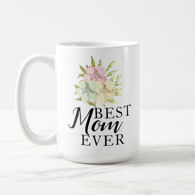 Meilleure maman jamais aquarelle Floral Café Mug (Gauche)