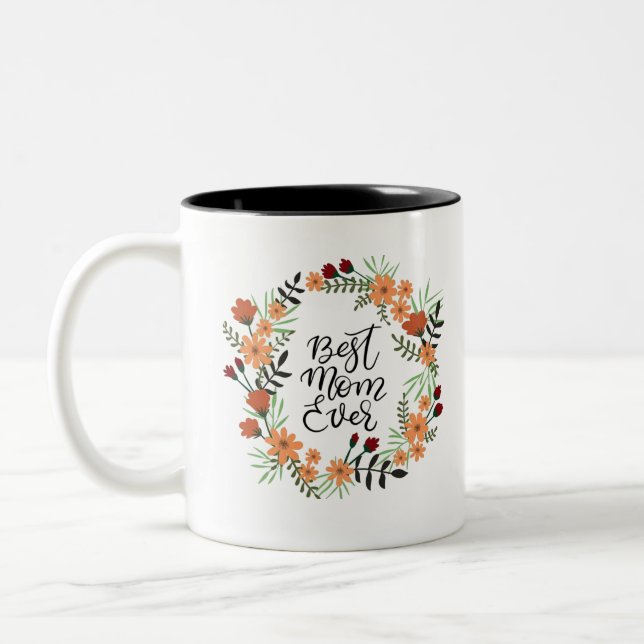 Meilleure maman jamais avec la tasse de café en to (Gauche)