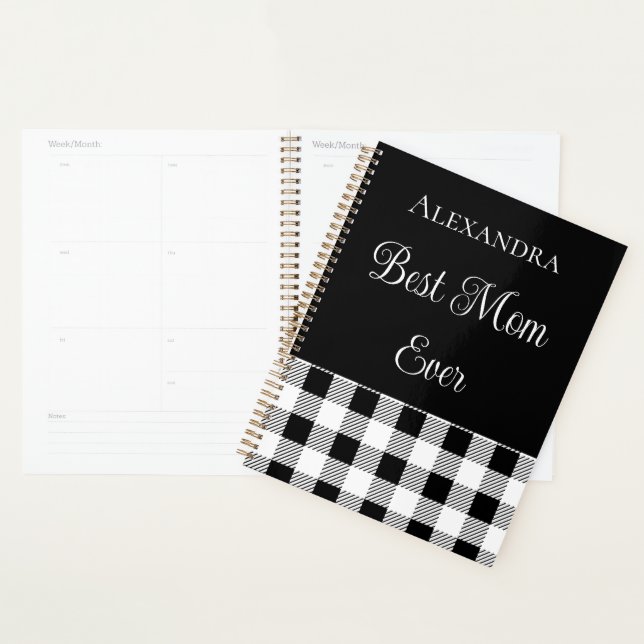 Meilleure maman Jamais Buffalo plaqué noir blanc t (Devant avec enveloppe)
