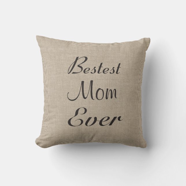 Meilleure maman jamais Coussin sur burlap (Recto)