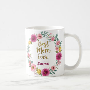 Meilleure maman jamais floral Mug - Nom personnali