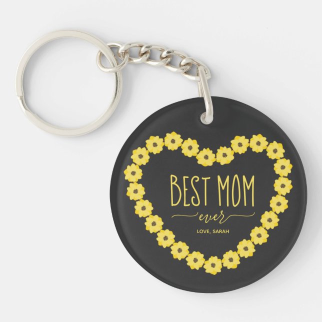 Meilleure maman jamais Sunflower Coeur Nom personn (Devant)