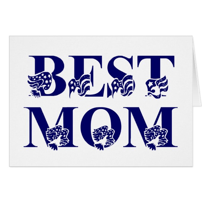 Meilleure maman USA Drapeau Texte Carte de voeux (Devant horizontal)