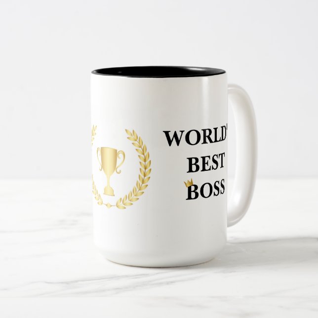 Meilleure Mug Boss du monde avec Couronne et Troph (Devant droit)