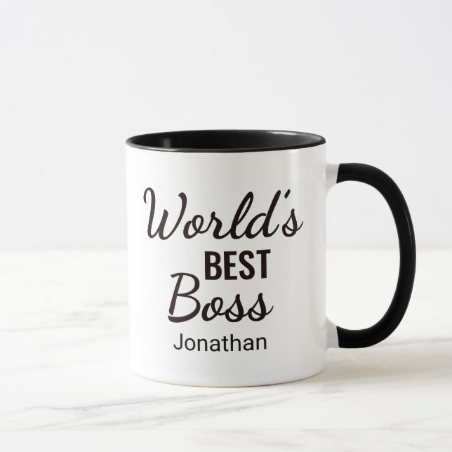 Meilleure Mug Boss Mug du monde noir personnalisé (Droite)