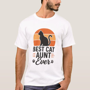 Meilleure Tante de Chat Vintage Sunset T-Shirt Des