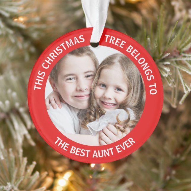 Meilleure tante Jamais Arbre de Noël Photo Rouge (Arbre)