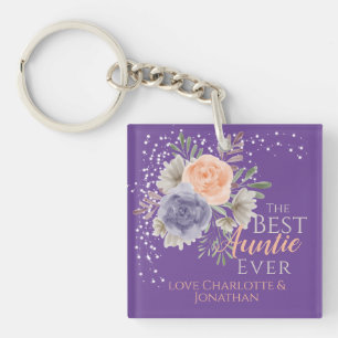 Meilleure Tatie Jamais Violet Floral Pivoine Rose