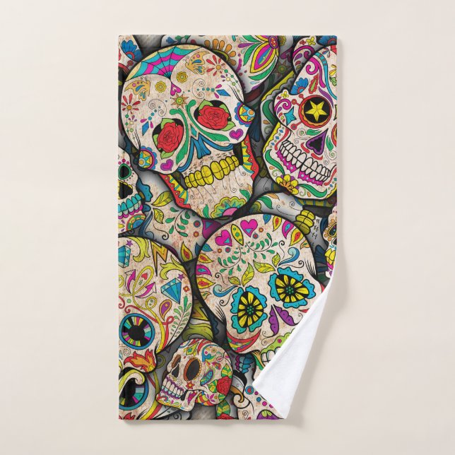Meilleure vente Motif crâne sucre (Serviette à main)