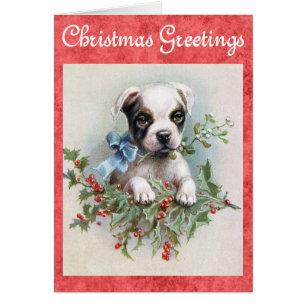 Meilleures salutations de Noël de chien Vintage