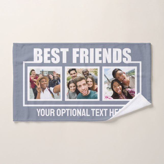 Meilleurs amis photos personnalisées, texte et cou (Serviette à main)