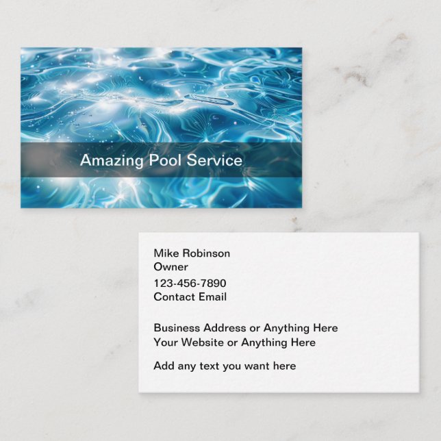 Meilleurs Cartes de visite de service de piscine (Devant / Derrière)