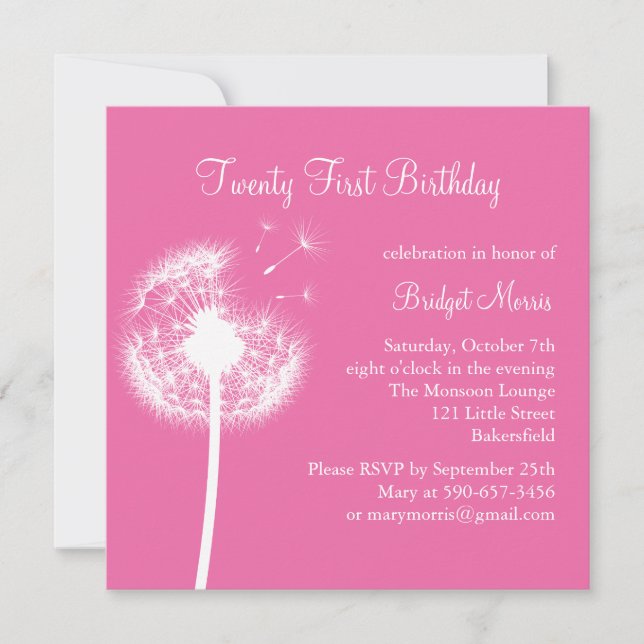 Meilleurs voeux 21e Invitation d'anniversaire (fuc (Devant)