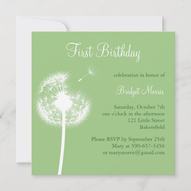 Meilleurs voeux ! Invitation d'anniversaire (verte (Devant)