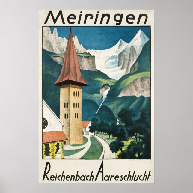 Meiringen, Reichenbach Aareschlucht,Ski Poster (Front)