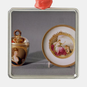 Meissen cup, cover and saucer metal ornament