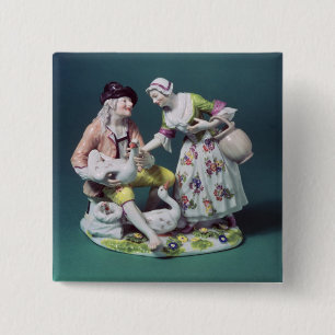 Meissen figure of a poultry seller, c.1750 2 inch square button