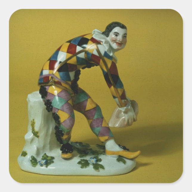 Meissen figure of Harlequin, c.1750 Square Sticker (Front)