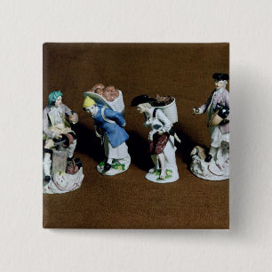 Meissen figures:saddler,goat seller 2 inch square button