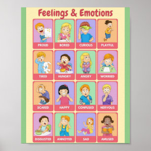 MEKIMI- Colourful Pastel Kids Feelings & Emotions Poster