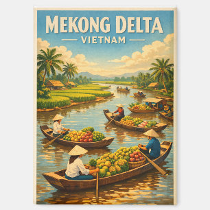 Mekong Delta, Vietnam, in a classic retro Magnet