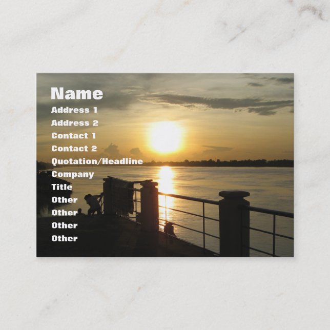 Mekong River Sunset ... Nong Khai, Isaan, Thailand Business Card (Front)