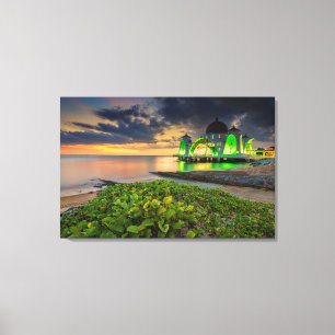 Melaka During Sunset   Masjid Selat Canvas Print