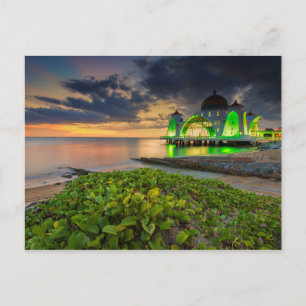 Melaka During Sunset   Masjid Selat Postcard