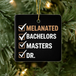 Melanated Doctorate Graduation PhD EDD Bachelor Ceramic Ornament