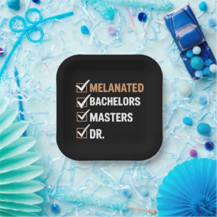 Melanated Doctorate Graduation PhD EDD Bachelor  Paper Plate