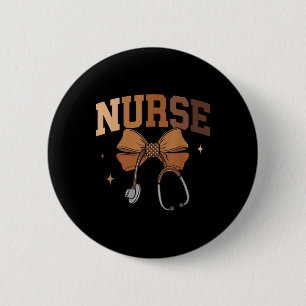 Melanated Nurse Black History Month Coquette Bow S 2 Inch Round Button