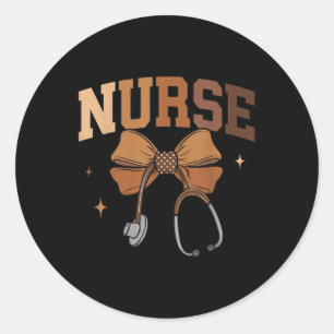 Melanated Nurse Black History Month Coquette Bow S Classic Round Sticker