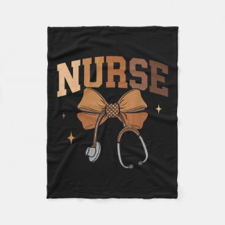 Melanated Nurse Black History Month Coquette Bow S Fleece Blanket