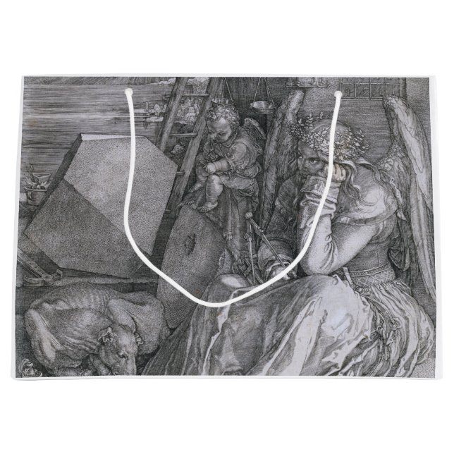 Melancholia, Albrecht Durer Large Gift Bag (Front)
