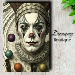 Melancholic Clown Decoupage Tissue Paper