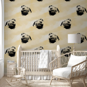 Melancholic Pug Head - lines silhouette 1 Wallpaper