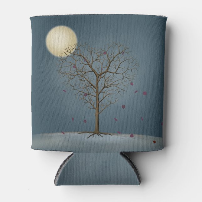 Melancholy Heart Shaped Tree In Full Moon Can Cooler (Front)