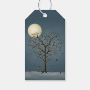 Melancholy Heart Shaped Tree Under Full Moon Gift Tags