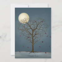 Melancholy Heart Shaped Tree Under Full Moon